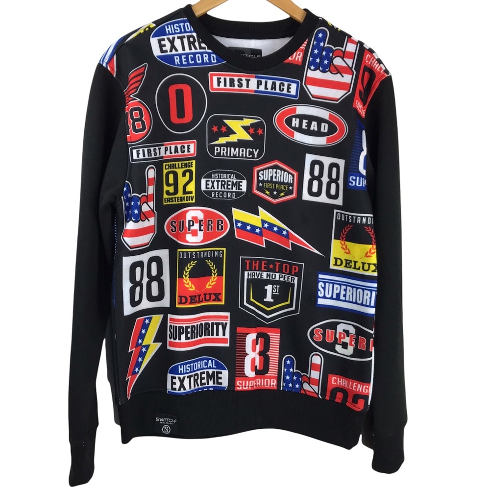 Switch Remarkable Men's Black Logo Crew Neck Pullover